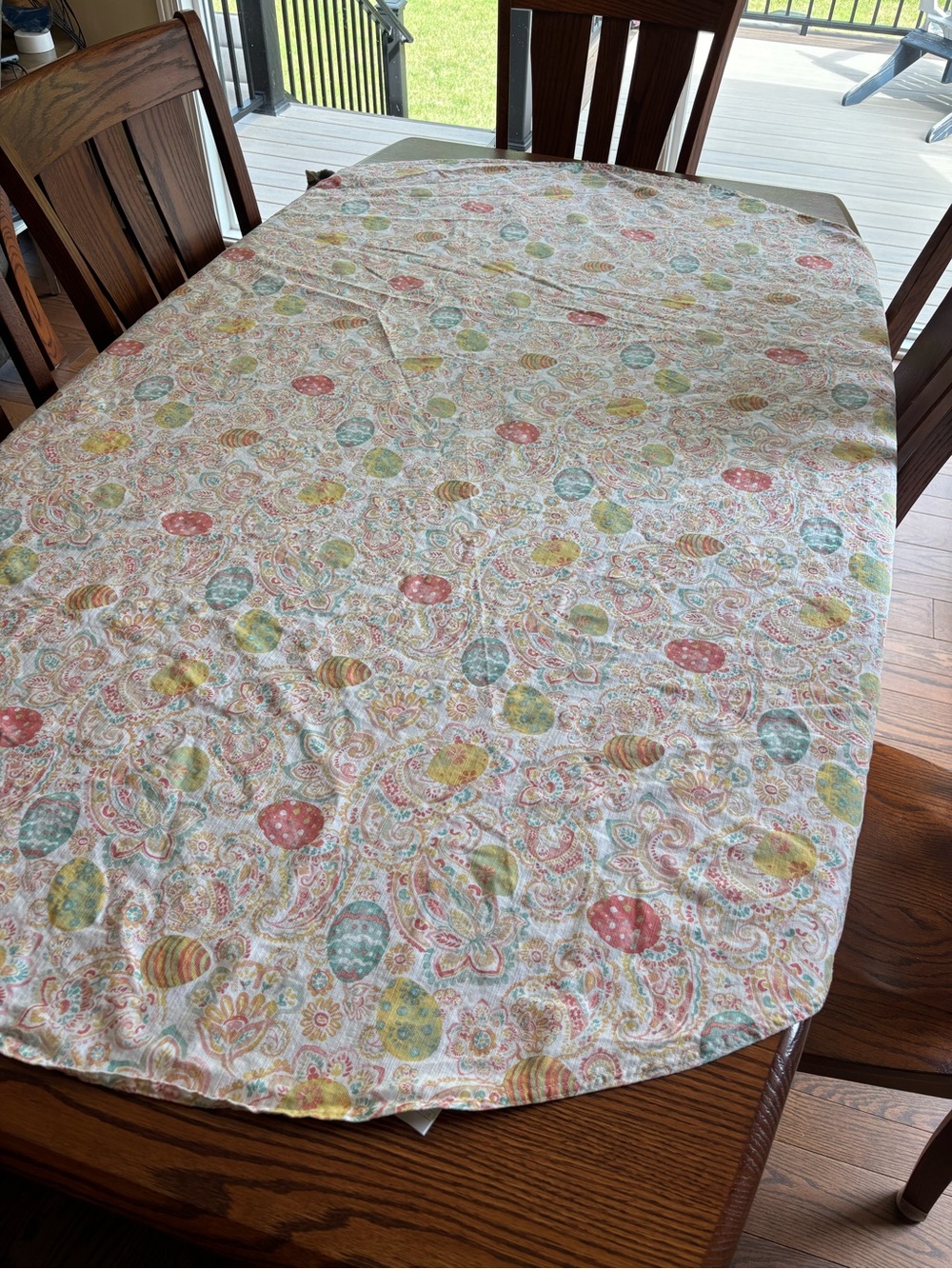 Carrot Patch Easter Eggs Flowers Paisley Cloth Round Tablecloth 64” Seats 6